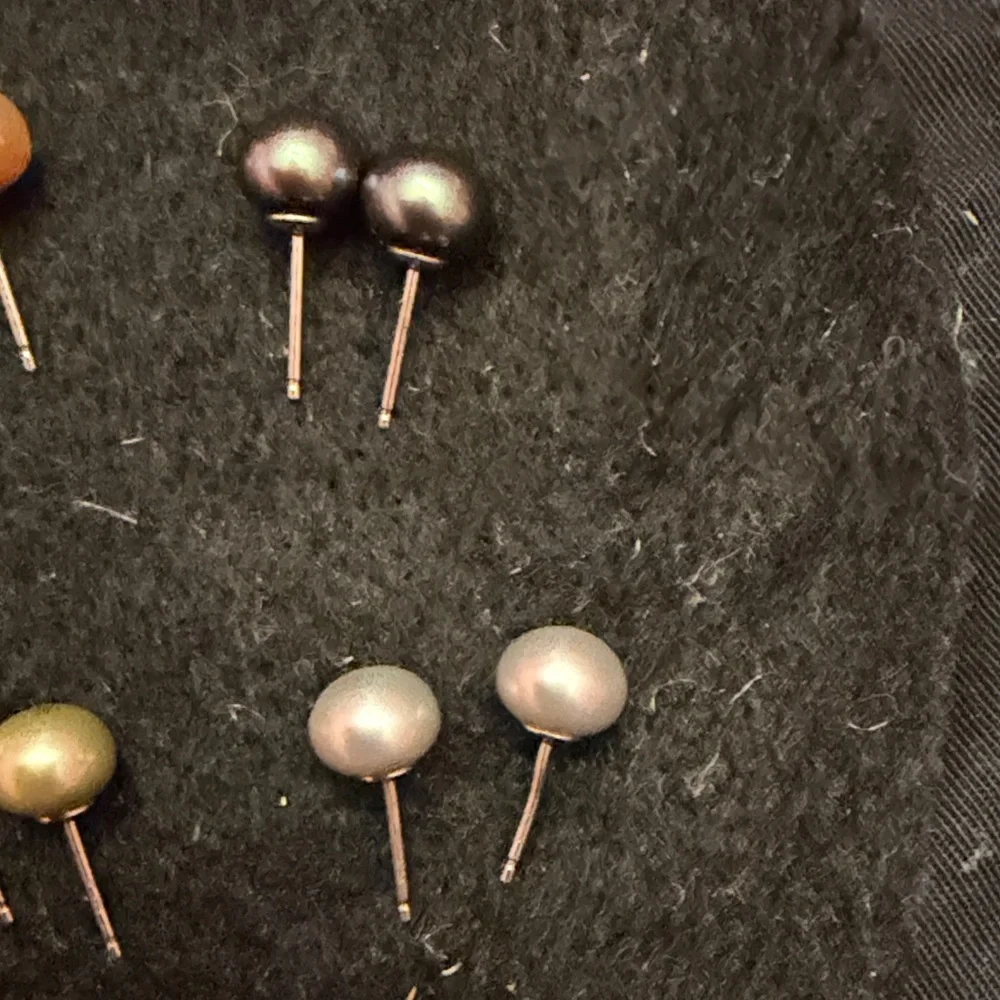 Elegant Multi-Color Faux Pearl Stud Earrings Set of 6 - Picture 7 of 7